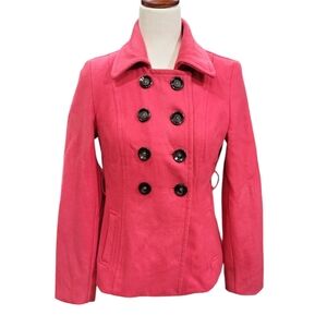Old Navy women's red wool blend double breast pea coat business casual work S